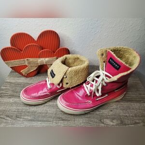 Sperry Pink and Tan High-Top Sneakers